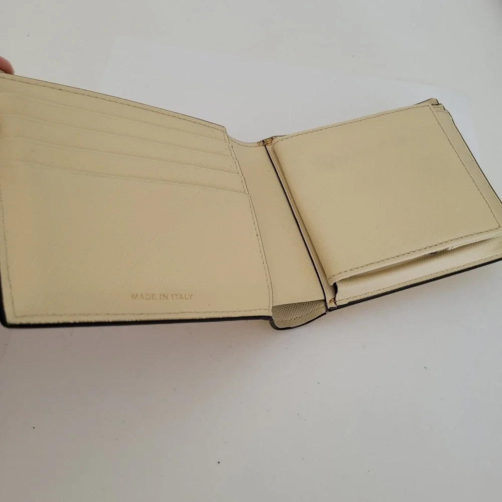 Marni Saffiano Leather Bifold Wallet Cream Yellow Colorblock Made in Italy